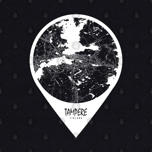 Tampere, Finland City Map - Travel Pin by deMAP Studio